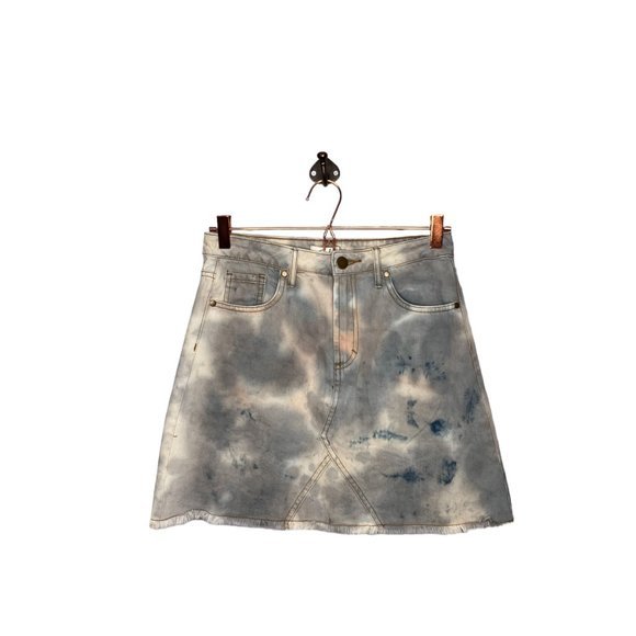 New Anthropologie Small Large Easel Tie Dye‎ Denim Cotton Jean Boho Mini Skirt - Picture 6 of 9